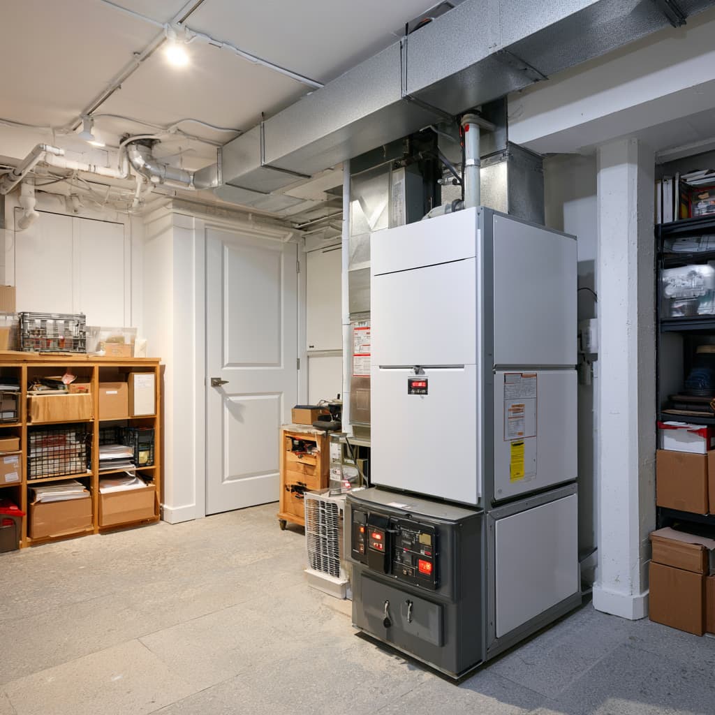 E.T. Mechanical technician installing a high-efficiency furnace