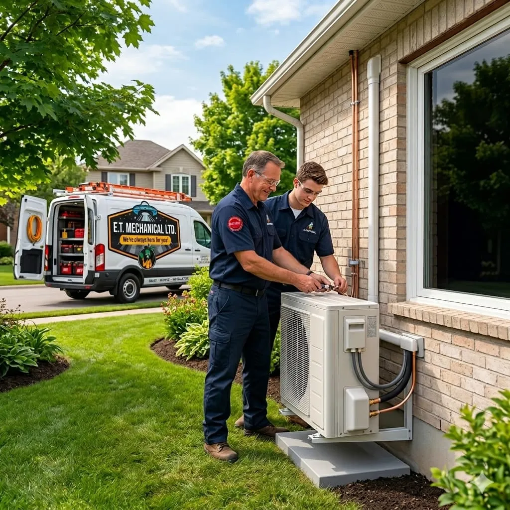 Professional heat pump installation by E.T. Mechanical
